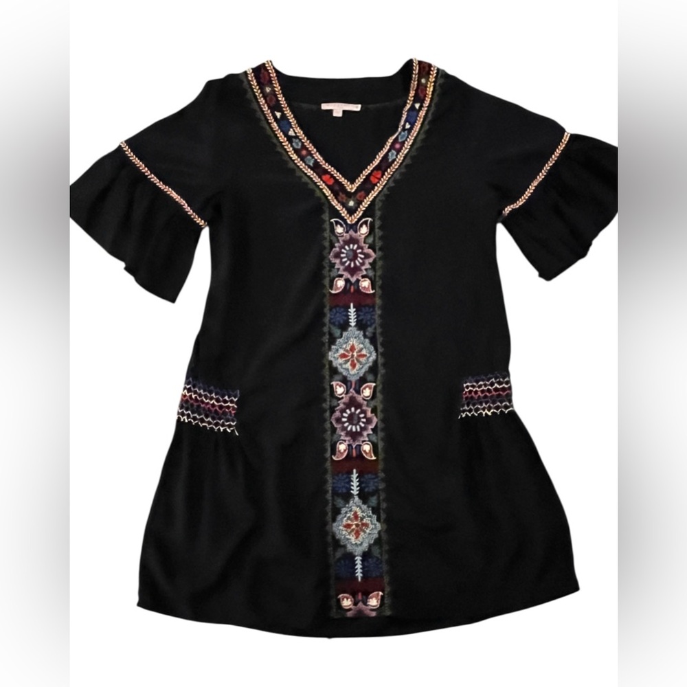 Calypso Saint Barth Silk Embroidered Navy Dress with Floral Accents Mini Small - Picture 2 of 16